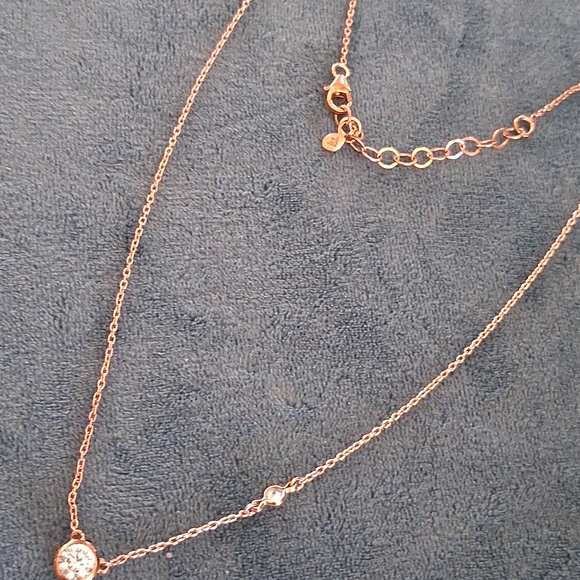 Silpada Rose Gold Over 925 Necklace with Crystal Pendant 16 In L - Picture 3 of 5